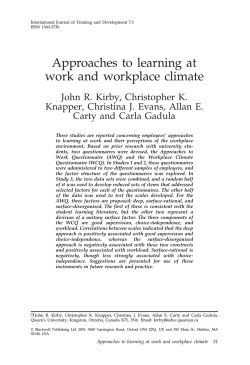 Approaches to learning at work and workplace climate
