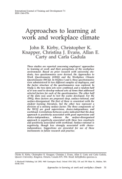 Approaches to learning at work and workplace climate