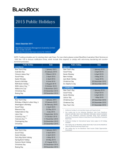 2015 Public Holidays