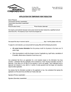 Rent Reduction Application form