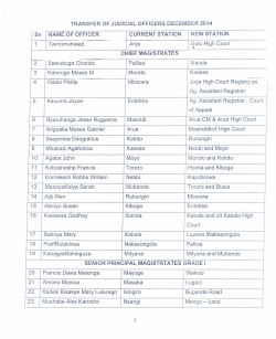 Judicial Transfers As at December 2014