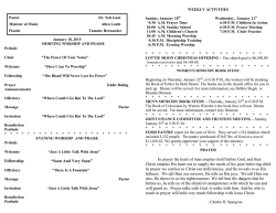 January 11 bulletin - Clear Springs Baptist Church