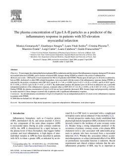 The plasma concentration of Lpa-I:A-II particles as a predictor of the