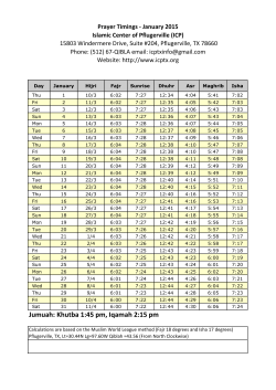 Download Monthly Schedule - Islamic Center of Pflugerville ( ICP )