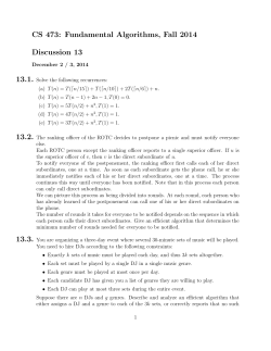 CS 473: Fundamental Algorithms, Fall 2014 Discussion 13