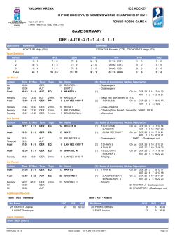 GAME SUMMARY GER - AUT 6 - 2 (1 - 1 , 4 - 0 , 1 - 1)
