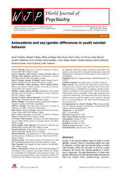 Antecedents and sex/gender differences in youth suicidal behavior