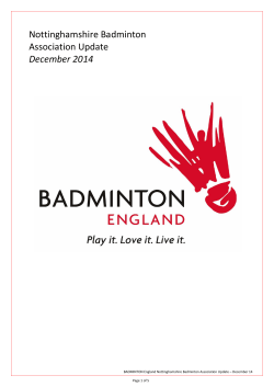 Nottinghamshire Badminton Association Update December 2014