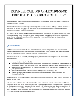 Extended Call for applications for Editorship of Sociological Theory