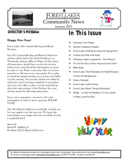 In This Issue - Forest Lakes