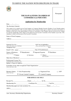 Application Form - Rawalpindi Chamber of Commerce and Industry