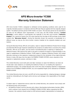 APS Micro-Inverter YC500 Warranty Extension