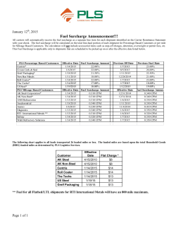 Fuel Surcharge Notice 1.12.15