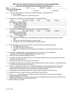 Missing Person Abduction Response Checklist for Charge Nurse