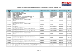 Investor Awareness Program Schedule from 11th December 2014 to