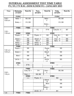 Internal Assessment Time table Jan 2015