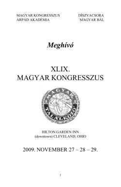 MAGYAR KONGRESSZUS Meghívó 2009