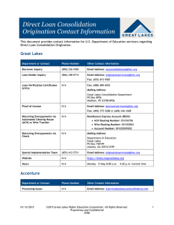 Direct Loan Consolidation Origination Contact