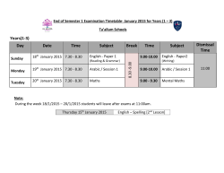 Final End of Semester 1 Timetable