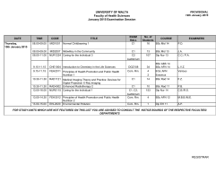 FHS January 2015 Exam timetable 120115