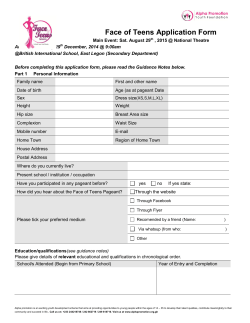 Download Face Of Teens 2015 Application Form