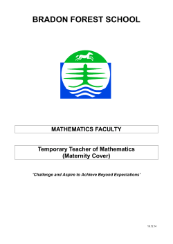 Faculty Booklet - Temporary Teacher of Maths