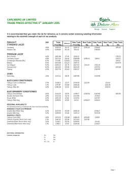 CARLSBERG UK LIMITED TRADE PRICES EFFECTIVE 5th