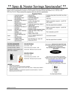 Portland Metro Coupon - Oregon Spay/Neuter Fund