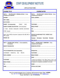 Application Form - Staff Development Institute (SDI)