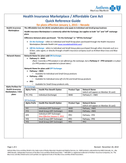 Health Insurance Marketplace / Affordable Care Act Quick