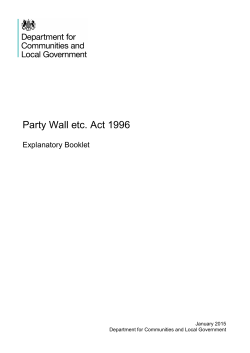 The Party Wall etc Act 1996: explanatory booklet