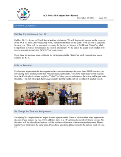 ACS Rockville Campus News Release December 13, 2014 Issue