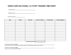 ARION CARE SOLUTIONS, LLC STAFF TRAINING TIME SHEET