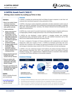 A CAPITAL GROUP A CAPITAL Growth Fund II (&ldquo;ACG II&rdquo;) Driving