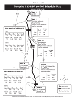 Turnpike I-376 (PA 60) Toll Schedule Map