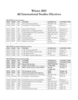 Winter 2015 All International Studies Electives