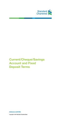 Current/Cheque/Savings Account and Fixed Deposit Terms
