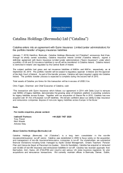 Catalina Holdings (Bermuda) Ltd (“Catalina”)