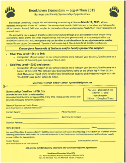 Jog A Thon Information - Brookhaven Elementary School