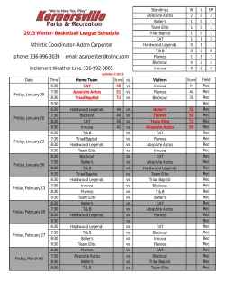 2015 Winter- Basketball League Schedule Athletic Coordinator