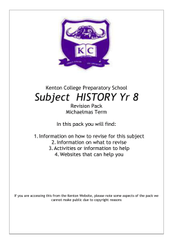 Subject HISTORY Yr 8 - Kenton College Preparatory School