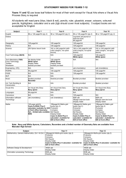 Stationery list 2015 - Marsden High School