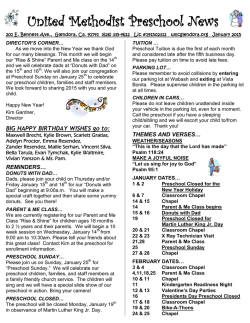 January Preschool News - Glendora United Methodist Church