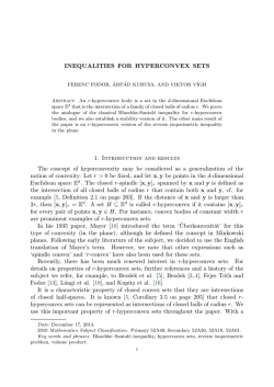 INEQUALITIES FOR HYPERCONVEX SETS 1. Introduction and