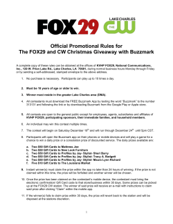 Official Promotional Rules for The FOX29 and CW Christmas