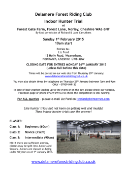 Indoor Hunter Trial Schedule - Delamere Forest Riding Club
