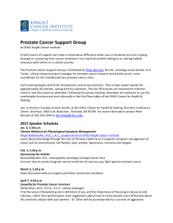 2015 Prostate Cancer Support Group Schedule