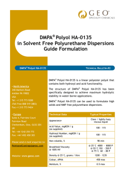 DMPA &reg; Polyol HA-0135 TB2 Solvent Free PUDs