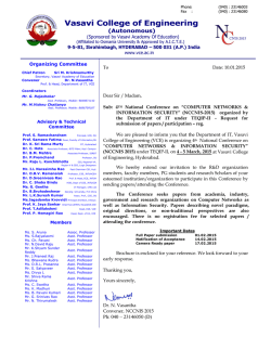 Invitation Letter - Vasavi College of Engineering