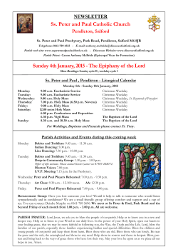 Sunday 4th January, 2015 - The Epiphany of the Lord Ss. Peter and
